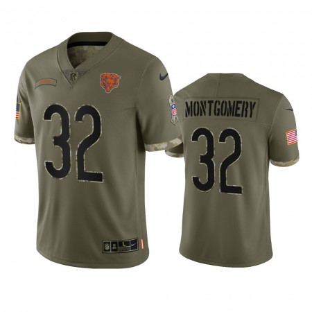 Maillot Homme Chicago Bears David Montgomery 32 Olive 2022 Salute To Service Limited